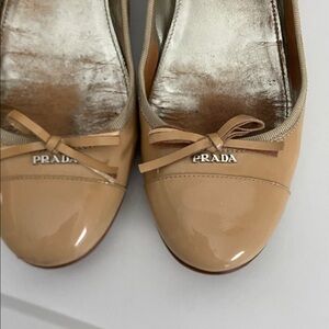 Prada Women's Beige Patent Flats